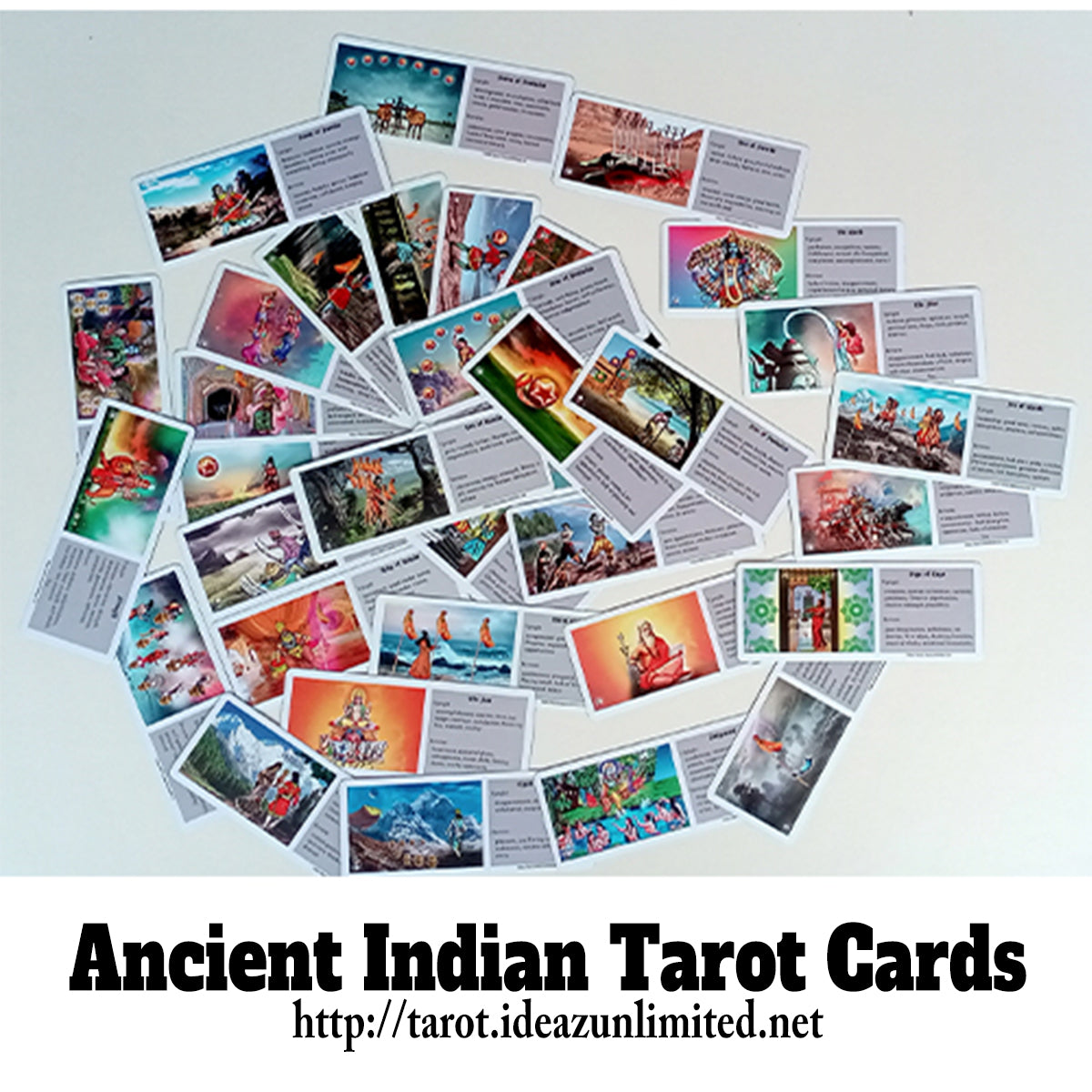 प्राचीन भारतीय टैरोट कार्ड्स Ancient Indian Tarot Cards, Mini Kit, 78 Original cards, Meaning written on it, Beginners to Professional Readers, Indian God, Delicate Soft Corner Paper, 15 x 6 cm