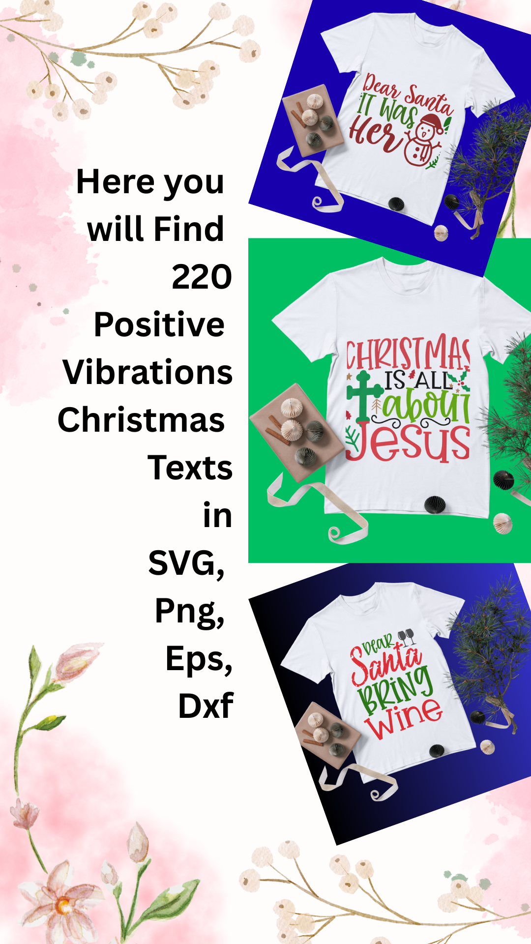 T shirt Design. 220 Christmas Texts SVG, Png, Eps,Dxf