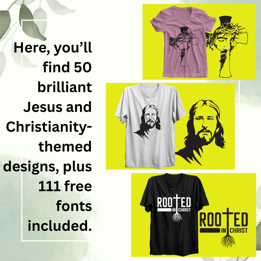 T shirt Designs, Christian 50+ 111 Fonts JPG,SVG,PSD,PNG,Ai