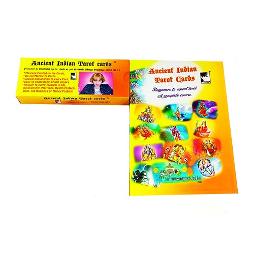 Ancient Indian Tarot Card Deck & 400-Page English Guide Book Combo – 78 Original Cards, Beginners’ Tarot Course, Made in India