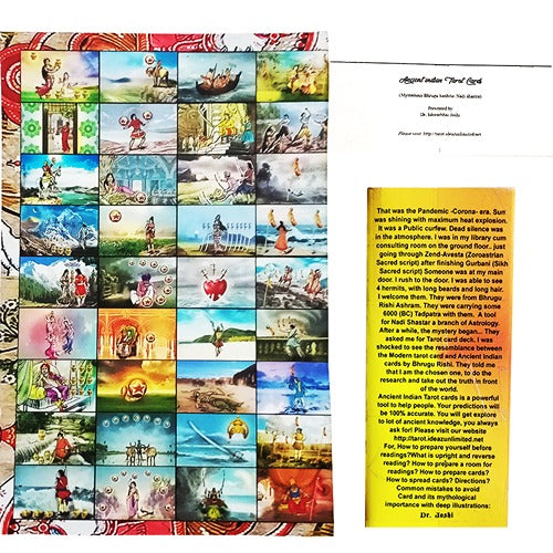 Ancient Indian Tarot Card Deck & 400-Page English Guide Book Combo – 78 Original Cards, Beginners’ Tarot Course, Made in India