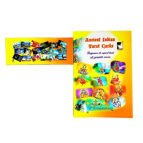 Ancient Indian Tarot Card Deck & 400-Page English Guide Book Combo – 78 Original Cards, Beginners’ Tarot Course, Made in India
