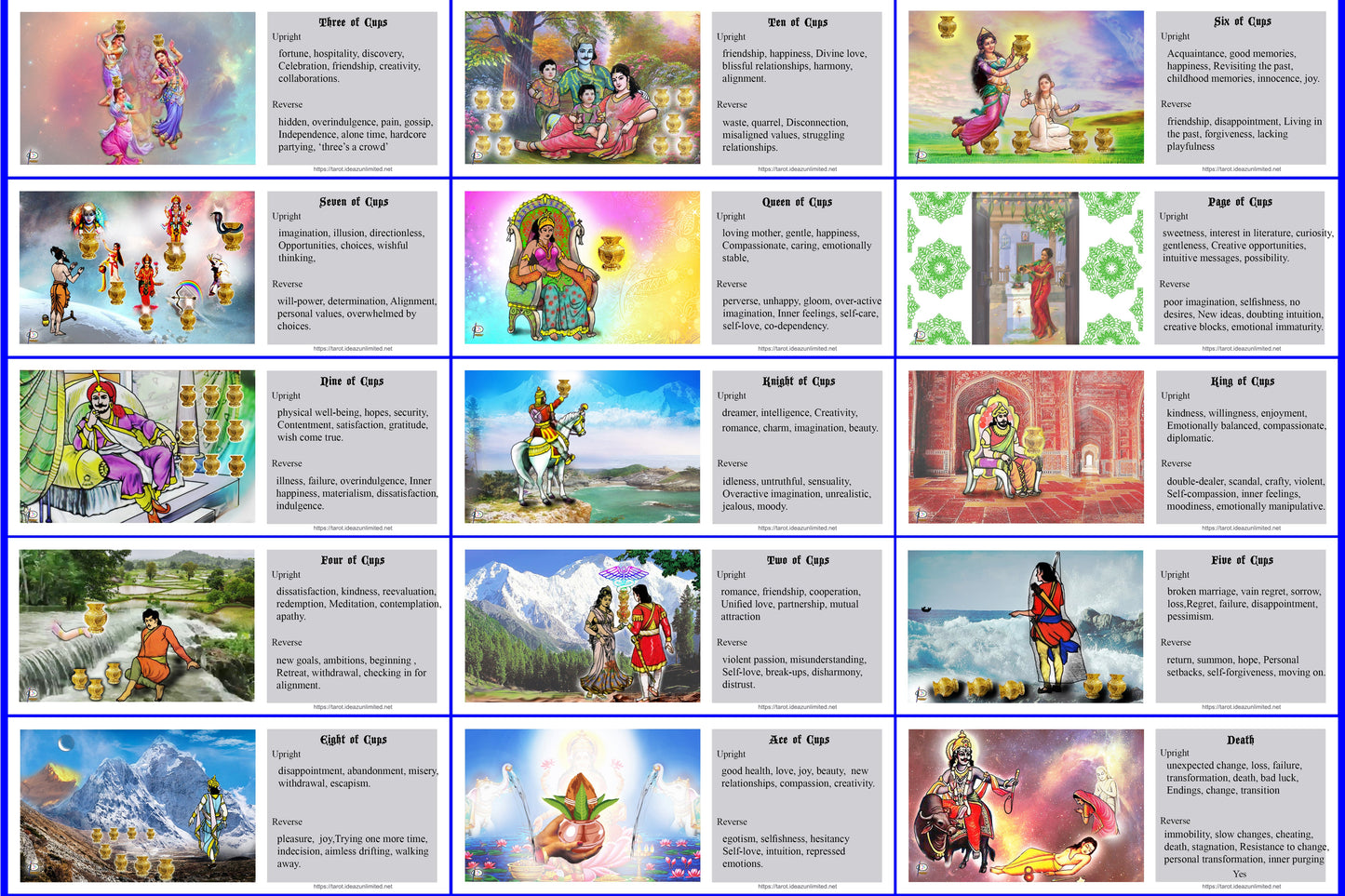 प्राचीन भारतीय टैरोट कार्ड्स Ancient Indian Tarot Cards, Mini Kit, 78 Original cards, Meaning written on it, Beginners to Professional Readers, Indian God, Delicate Soft Corner Paper, 15 x 6 cm
